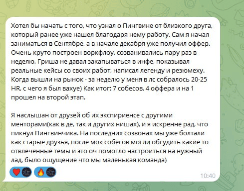 Отзыв 2 о менторе IT пингвин